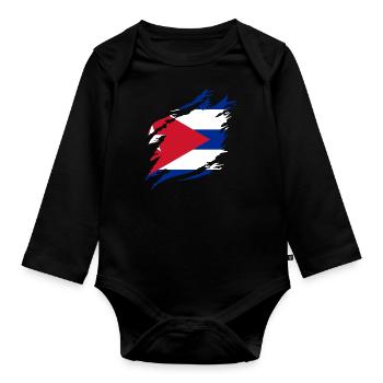 Cuba Flag Caraïbes Vacances Cuba Voyage La Havane - Body Bébé bio manches longues - noir - Devant