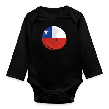 Chile Flag South America Chilean Flag Vintage - Organic Longsleeve Baby Bodysuit - black - Front
