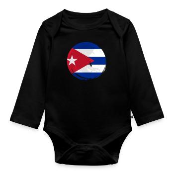 Kuba Flagge Karibik Urlaub Cuba Reise Havanna - Baby Bio-Langarm-Body - Schwarz - Vorne