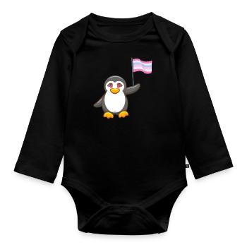 Gay Pride Antarctique Animal Penguin Intersexuel LGBT - Body Bébé bio manches longues - noir - Devant