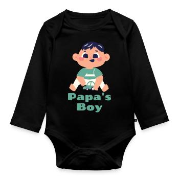 Papas Boy Boys Fun - Organic Longsleeve Baby Bodysuit - black - Front