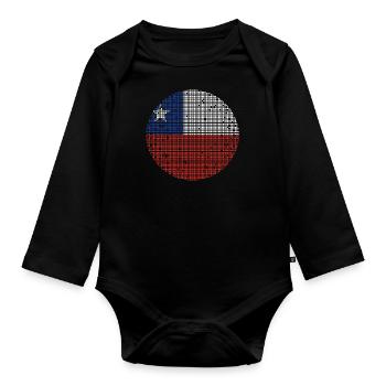 Chili Drapeau Amérique du Sud Drapeau Chili Vintage - Body Bébé bio manches longues - noir - Devant