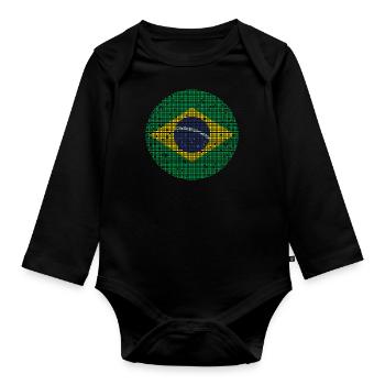 Brésil Drapeau Brésilien Drapeau Amérique du Sud - Body Bébé bio manches longues - noir - Devant