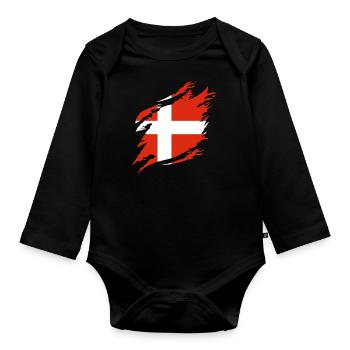 Denmark Flag Scandinavia Danish Flag Travel - Organic Longsleeve Baby Bodysuit - black - Front