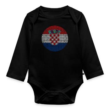 Croatie Drapeau Adriatique Zagreb Drapeau croate - Body Bébé bio manches longues - noir - Devant