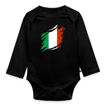 Italie Drapeau Vintage Drapeau Italien Occasion Look - Body Bébé bio manches longues - noir - Devant