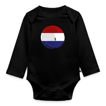 Pays-Bas Drapeau Hollande Drapeau néerlandais - Body Bébé bio manches longues - noir - Devant
