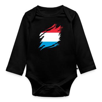 Drapeau luxembourgeois Drapeau luxembourgeois Accueil - Body Bébé bio manches longues - noir - Devant