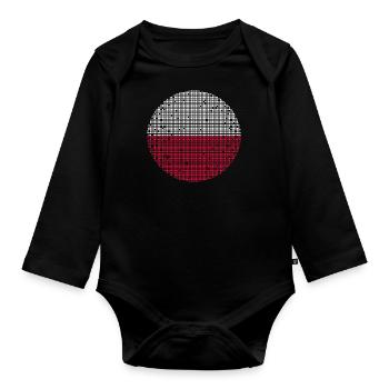 Drapeau de Pologne utilisé Look Polska Drapeau polonais - Body Bébé bio manches longues - noir - Devant