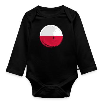 Drapeau de Pologne utilisé Look Polska Drapeau polonais - Body Bébé bio manches longues - noir - Devant