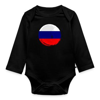 Drapeau de russie Vintage Drapeau russe d’occasion Look - Body Bébé bio manches longues - noir - Devant