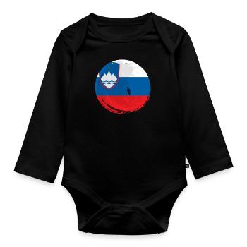 Slovenia Flag Balkan Slovenian Flag Vintage - Organic Longsleeve Baby Bodysuit - black - Front