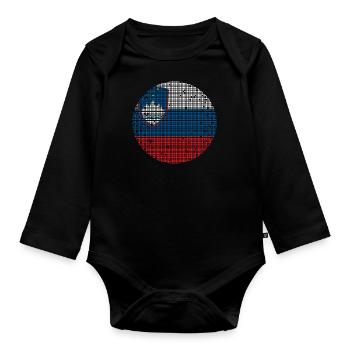 Slowenien Flagge Balkan Slowenische Fahne Vintage - Baby Bio-Langarm-Body - Schwarz - Vorne