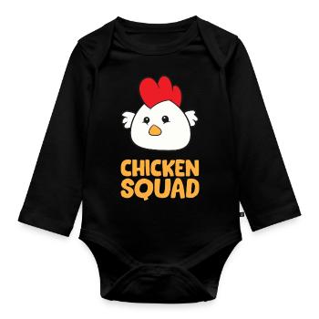 Huhn - Escouade de poulet - Body Bébé bio manches longues - noir - Devant