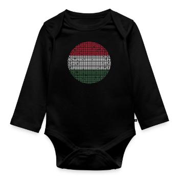 Ungarn Flagge Ungarische Fahne Balaton Hungary - Baby Bio-Langarm-Body - Schwarz - Vorne