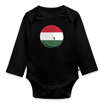 Ungarn Flagge Ungarische Fahne Balaton Hungary - Baby Bio-Langarm-Body - Schwarz - Vorne