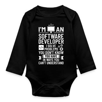 Software Development Software Developer Developer - Organic Longsleeve Baby Bodysuit - black - Front