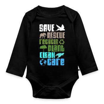 Planet Save Animals Recycle Plant Care Earth - Body Bébé bio manches longues - noir - Devant
