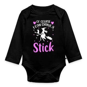 Witches' broom Magical saying Walpurgis Night - Organic Longsleeve Baby Bodysuit - black - Front