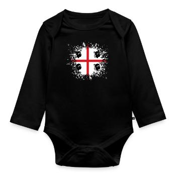Sardinia Flag Klecks Sardinian Flag Splash - Organic Longsleeve Baby Bodysuit - black - Front