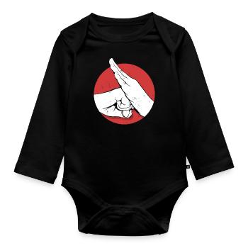 Kung Fu - Organic Longsleeve Baby Bodysuit - black - Front