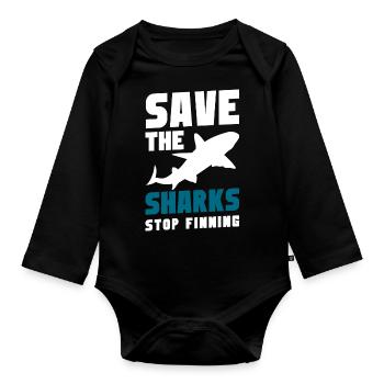 Shark Sea Underwater Animal - Organic Longsleeve Baby Bodysuit - black - Front