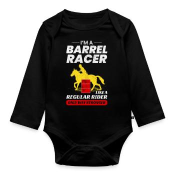 Barrel Racer Équitation Course Rodéo Drôle - Body Bébé bio manches longues - noir - Devant