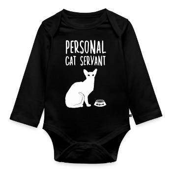 In-house cat servant cute cat owner cats - Organic Longsleeve Baby Bodysuit - black - Front