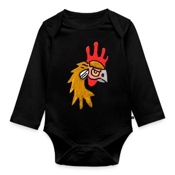 Chicken - Organic Longsleeve Baby Bodysuit - black - Front
