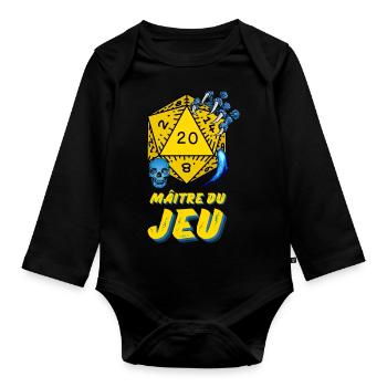 D20 Aventures JDR Maître du Jeu - Body Bébé bio manches longues - noir - Devant