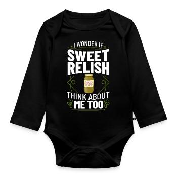 Sweet Relish Pickles Bottle Spice Jar - Organic Longsleeve Baby Bodysuit - black - Front