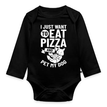 Pizza Dog Food Pizzeria Italian Puppies - Organic Longsleeve Baby Bodysuit - black - Front