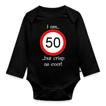 50 years but crisp script white - Baby Bio-Langarm-Body - Schwarz - Vorne