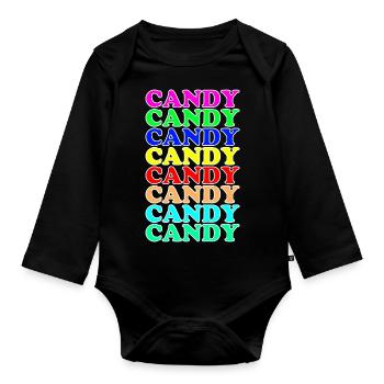 Candy - Organic Longsleeve Baby Bodysuit - black - Front