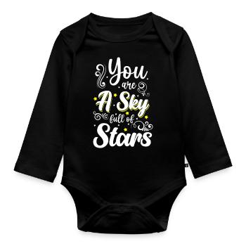 Star Star Moon Wishes - Organic Longsleeve Baby Bodysuit - black - Front