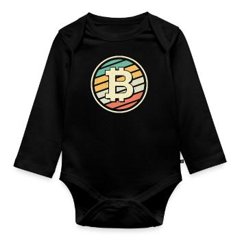 Bitcoin BTC Crypto Blockchain Münze Coin - Body Bébé bio manches longues - noir - Devant