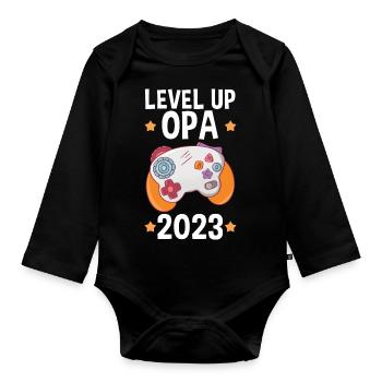 Großvater 2023 Schwanger Gamer Zocker Gaming Opa - Baby Bio-Langarm-Body - Schwarz - Vorne