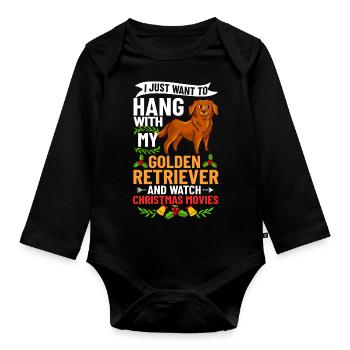 Golden Retriever Hund Welpen Besitzer Weihnachten - Baby Bio-Langarm-Body - Schwarz - Vorne