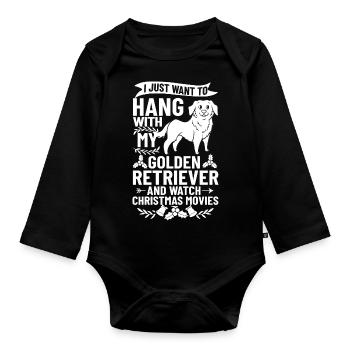 Golden Retriever Hund Welpen Besitzer Weihnachten - Baby Bio-Langarm-Body - Schwarz - Vorne