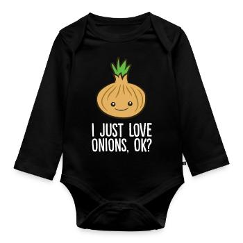 Oignon - I just love onions, ok? - Body Bébé bio manches longues - noir - Devant