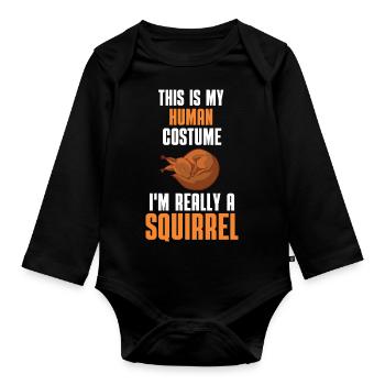 Forest Rodent Costume Party Cadeau Écureuil - Body Bébé bio manches longues - noir - Devant