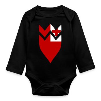 Tonga Wappen Flagge - Baby Bio-Langarm-Body - Schwarz - Vorne