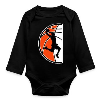 Basketball Basketballer - Baby Bio-Langarm-Body - Schwarz - Vorne