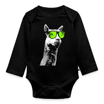 Alpaca Sonnenbrille Alpaca Alpacaliebe Alpacaliebh - Baby Bio-Langarm-Body - Schwarz - Vorne