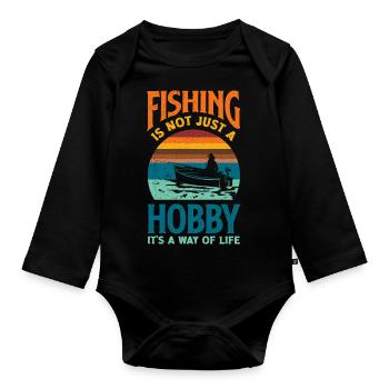 Fishing Is Not Just A Hobby Father's Day Fishing - Baby Bio-Langarm-Body - Schwarz - Vorne