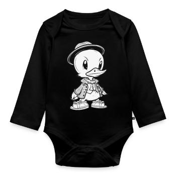 Dapper Duck - Stylish and Classy - Organic Longsleeve Baby Bodysuit - black - Front