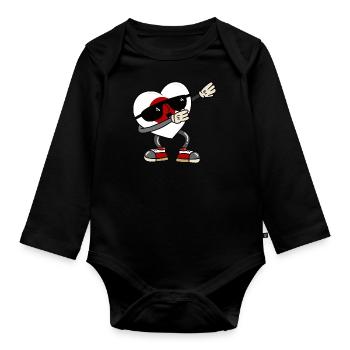 Drapeau du Japon Dabbing Heart Nihon Drapeau japonais - Body Bébé bio manches longues - noir - Devant