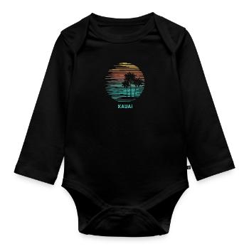 Kauai Hawaii Cool Souvenir Vacation Artistic - Organic Longsleeve Baby Bodysuit - black - Front