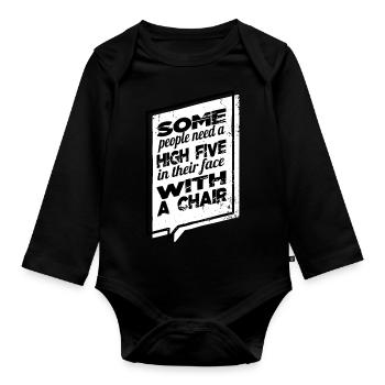 present idea gift idea geek happy sayings - Baby Bio-Langarm-Body - Schwarz - Vorne