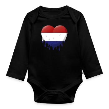 Pays-Bas Drapeau Hollande Drapeau néerlandais - Body Bébé bio manches longues - noir - Devant